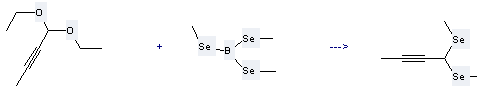2-Butyne, 1,1-diethoxy- can be used to produce 1,1-bis-methylselanyl-but-2-yne with triselenoboric acid trimethyl ester 